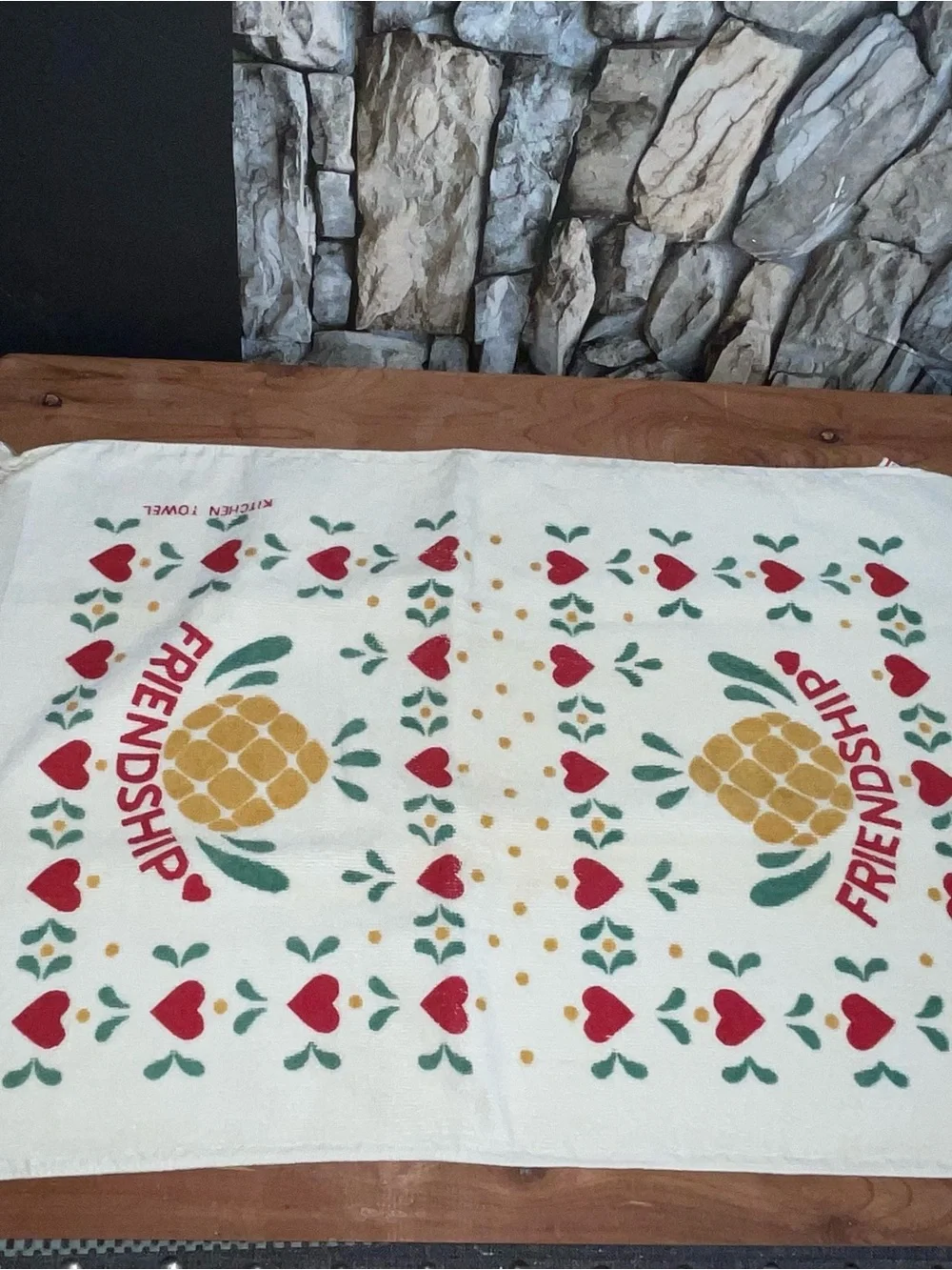 Vintage Friendship Pineapple Decorative White Cotton Kitchen Towel
